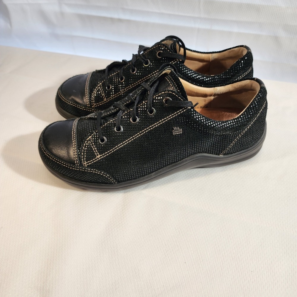 Finn Comfort Soho Sneakers Womens EU 38 US 7 Black Minipoint‎ Nappa Leather Shoe